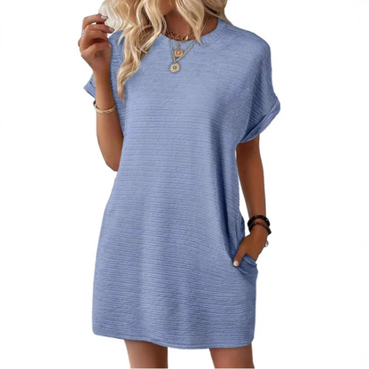 Casual minimalist round-neck summer dress for women | Evasha