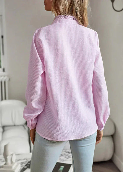 Tailored ruffle front elegant blouse for women | Marissa