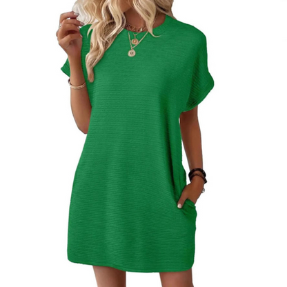 Casual minimalist round-neck summer dress for women | Evasha