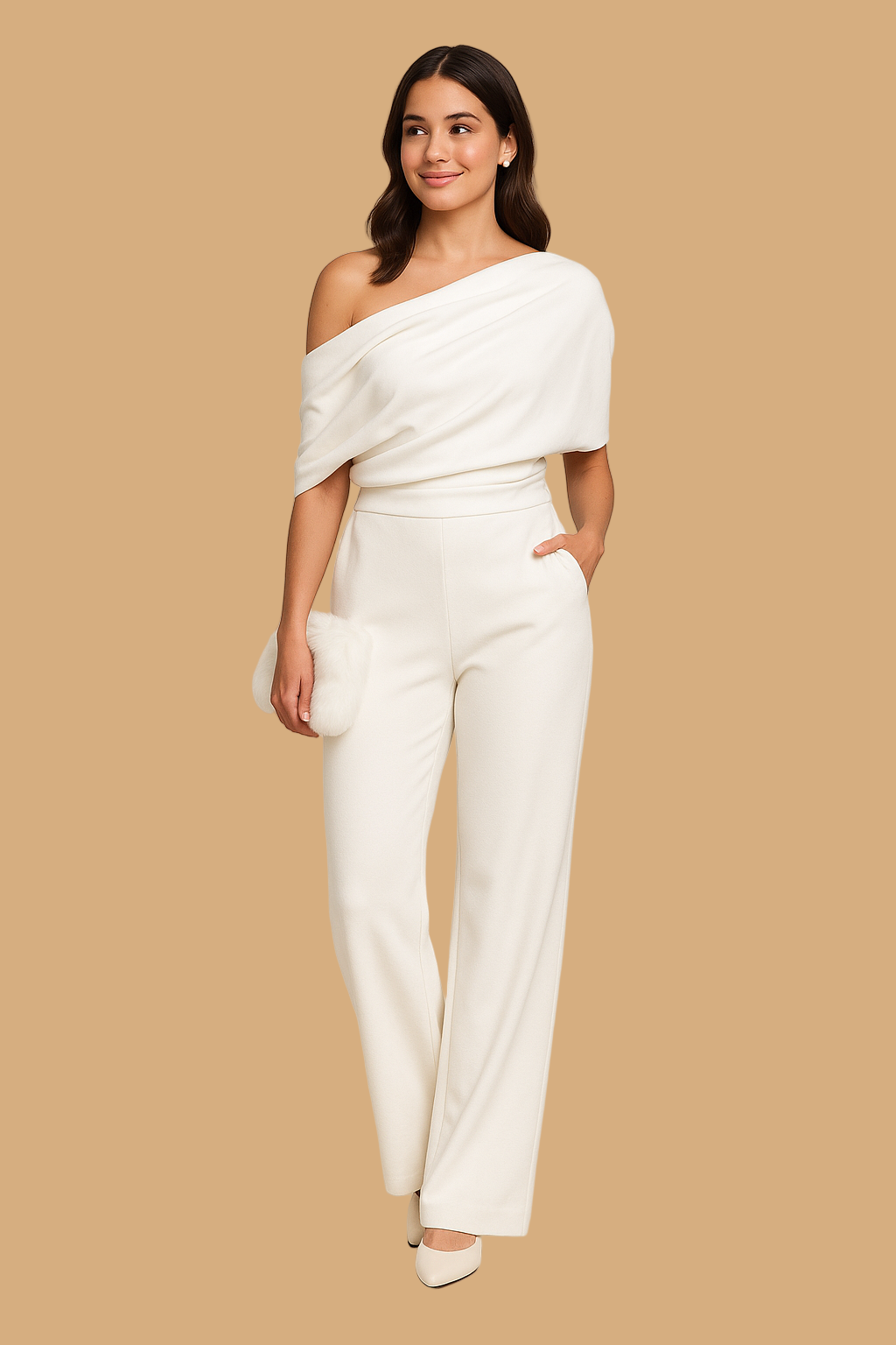 Women’s Juliana Spring Jumpsuit | Single-Breasted Neckline | Tie Waist & Wide-Leg Elegance