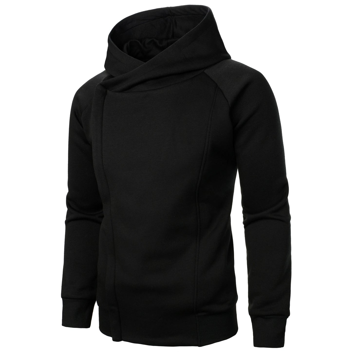Asymmetric zip hoodie with sculpted crossover hood | Kaelen