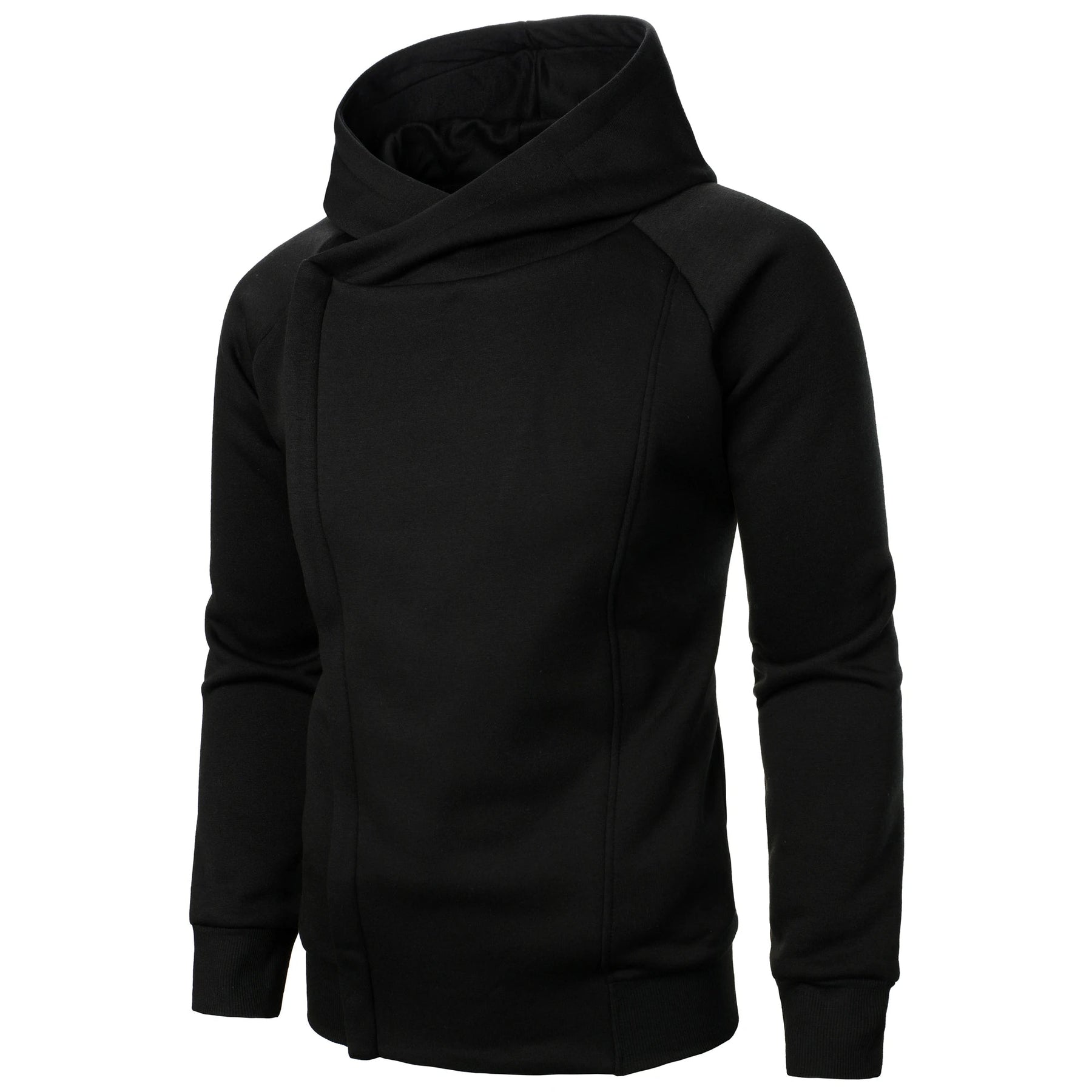 Asymmetric zip hoodie with sculpted crossover hood | Kaelen