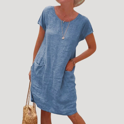 Short-sleeve summer midi dress for women | Isla