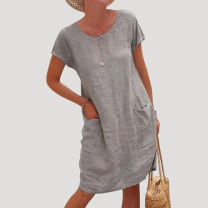 Short-sleeve summer midi dress for women | Isla