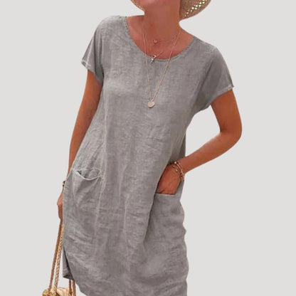 Short-sleeve summer midi dress for women | Isla