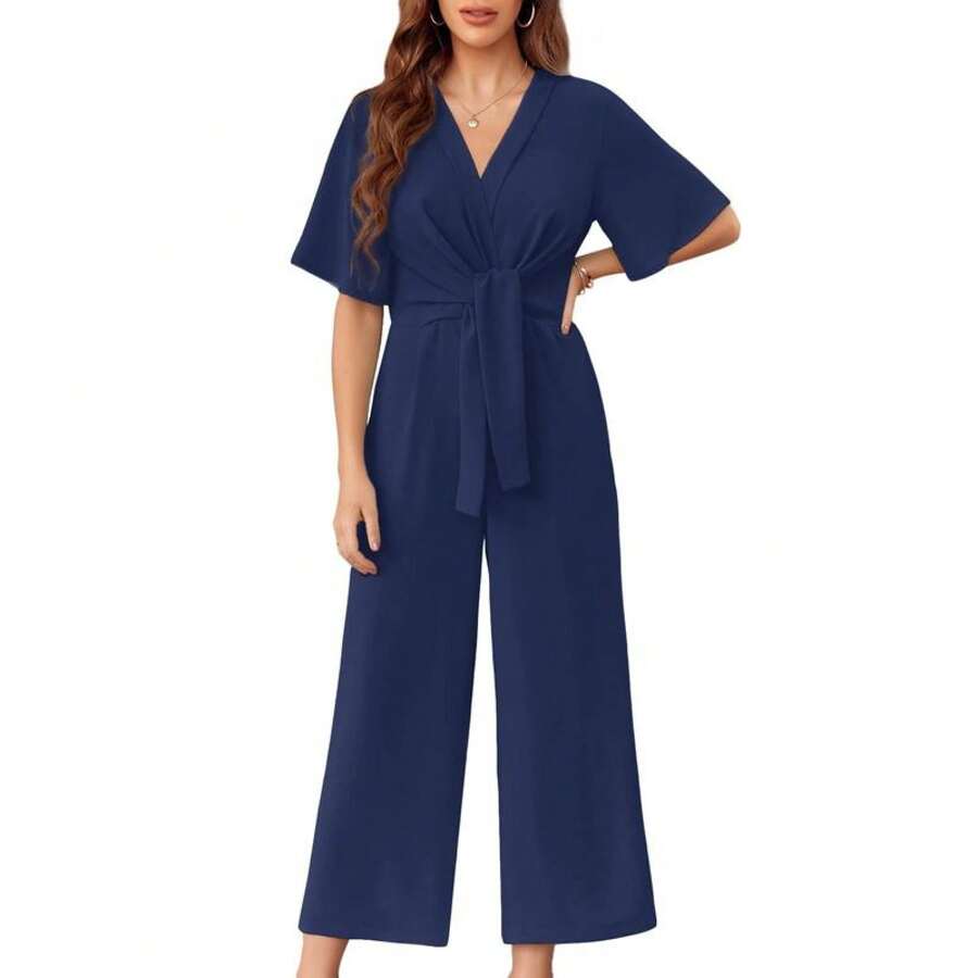 Elegant summer tie-knot everyday jumpsuit for women | Gabriella