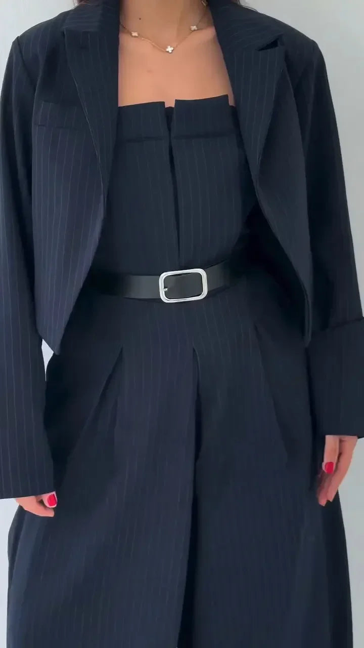 Chic Bustier Jumpsuit & Jacket Set for Women | Selene