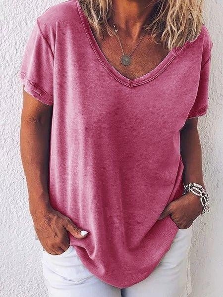 Casual loose fit V-neck summer T-shirt for women | Marisol