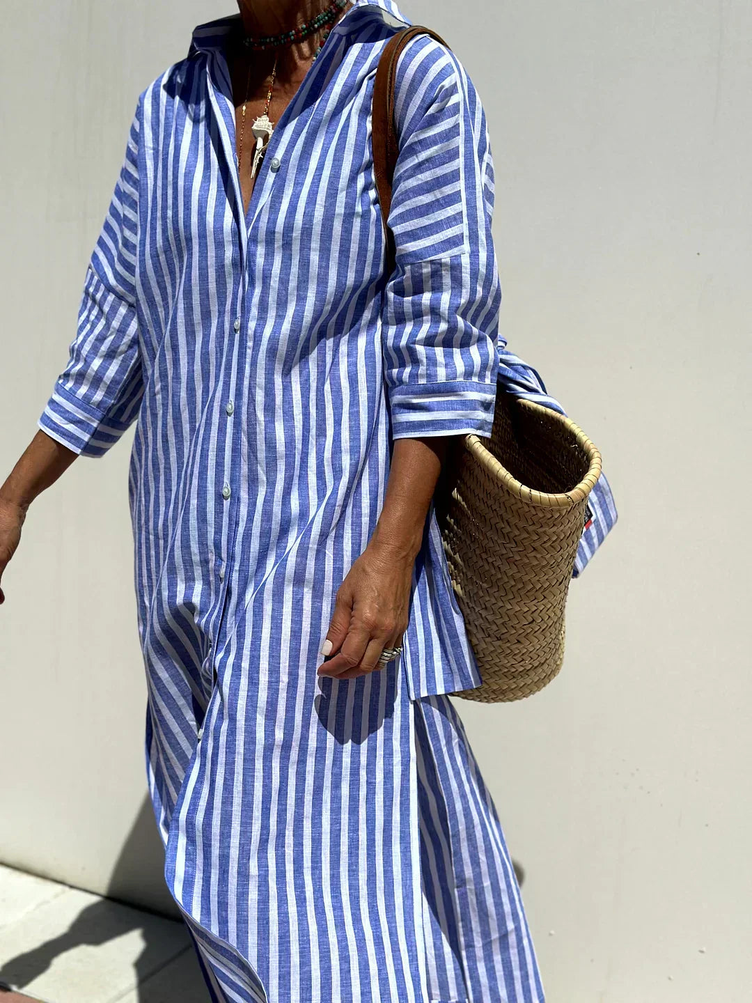 Striped button-down shirt dress for women | Brooke