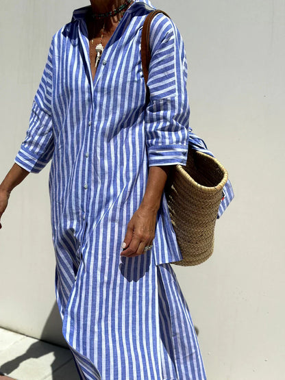 Striped button-down shirt dress for women | Brooke