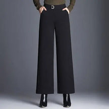 Plaid wide-leg trousers with belt accent | Ashton