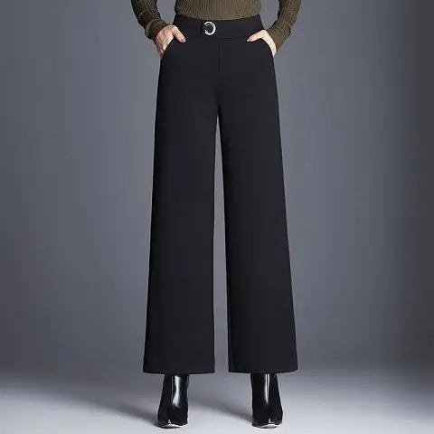 Plaid wide-leg trousers with belt accent | Ashton