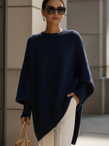 Oversized Wool-Blend Sweater with Rounded Neck for Women | Selina