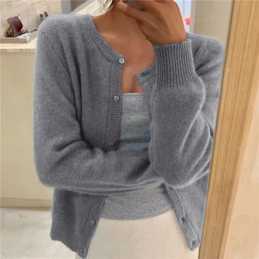 Marielle | Women's Cropped Fine Knit Cardigan with Buttons