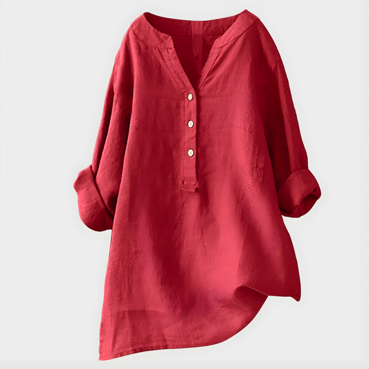 Elegant V-neck blouse with relaxed silhouette for women | Veronique