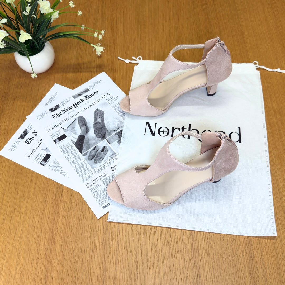 Elegant open-toe comfort heels for women | Amara