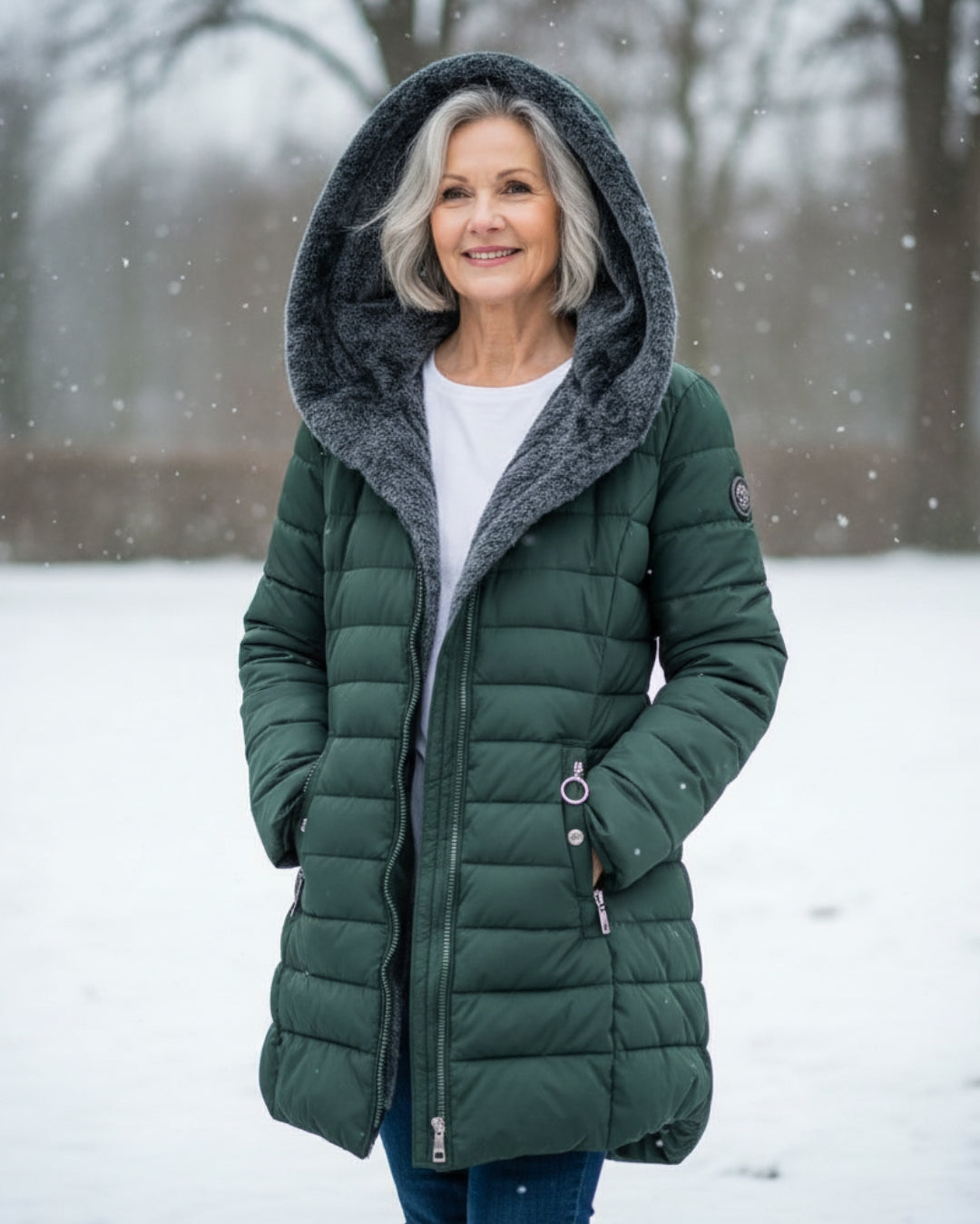 Warm hooded puffer winter coat for women | Olivia