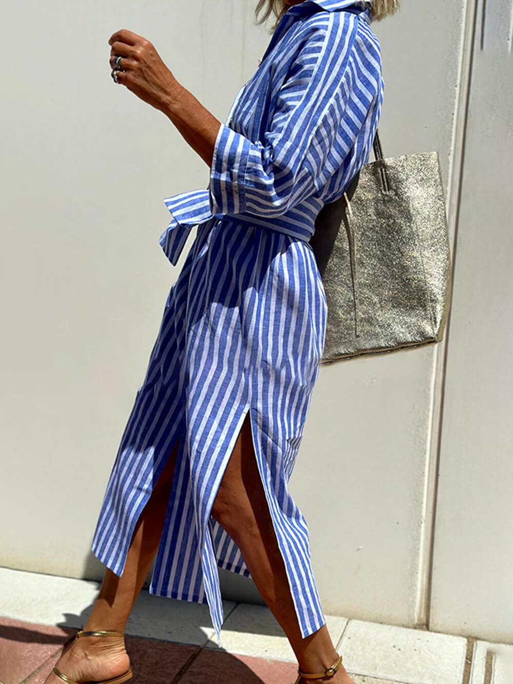 Striped button-down shirt dress for women | Brooke