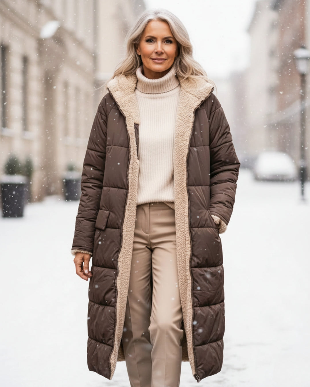 Warm sherpa-lined winter coat for women | Eleanor
