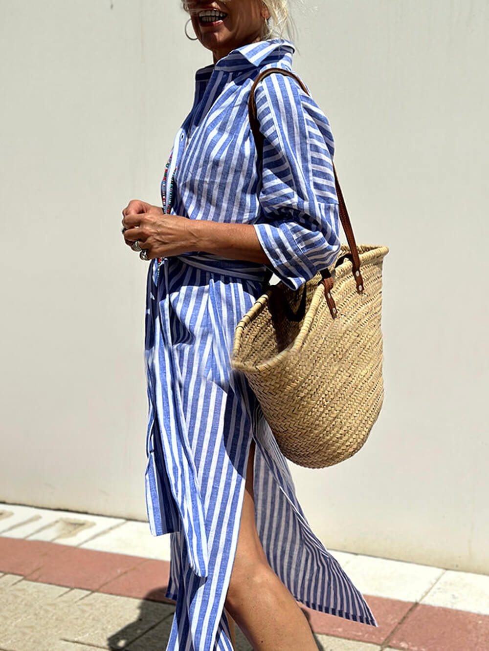 Striped button-down shirt dress for women | Brooke