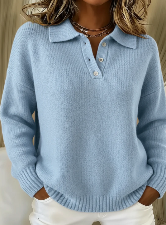 Classic knit polo everyday jumper for women | Olivia