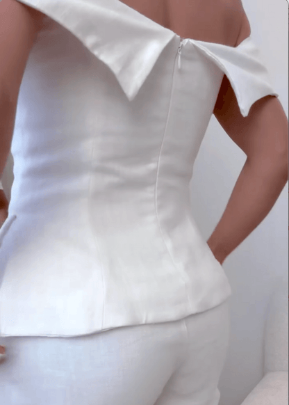 Women’s Cropped Button Two-Piece Suit | Marlowe