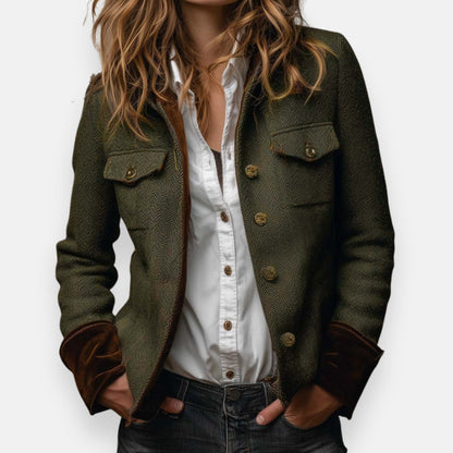 Mariz | Women's Textured Button Front Tweed Jacket