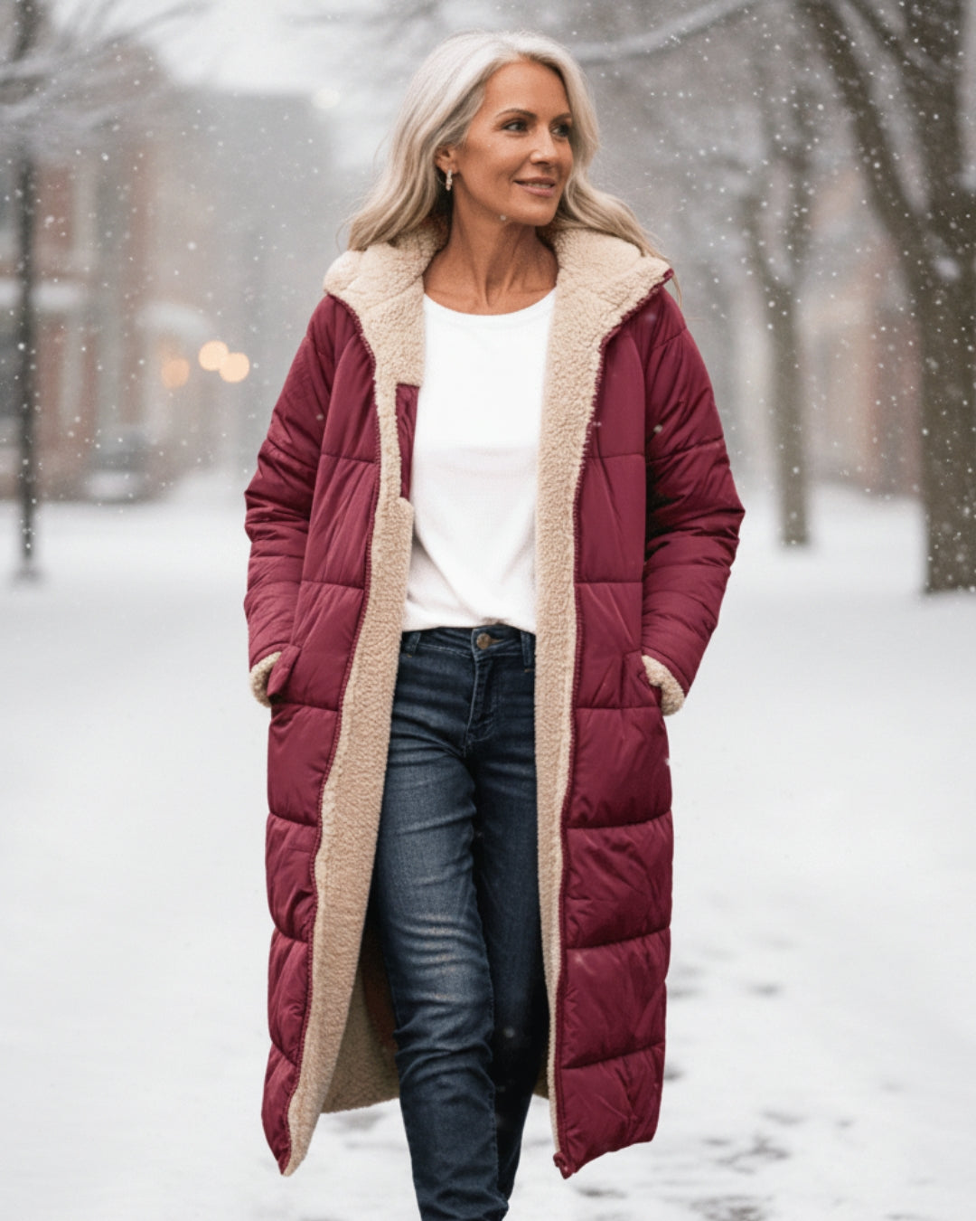 Warm sherpa-lined winter coat for women | Eleanor