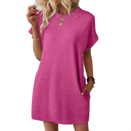 Casual minimalist round-neck summer dress for women | Evasha