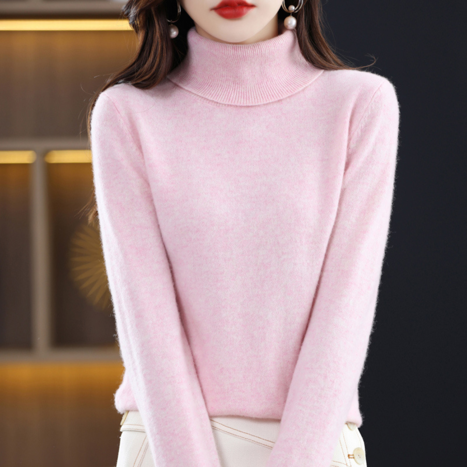 Soft knit turtleneck sweater for women with classic fit | Elara