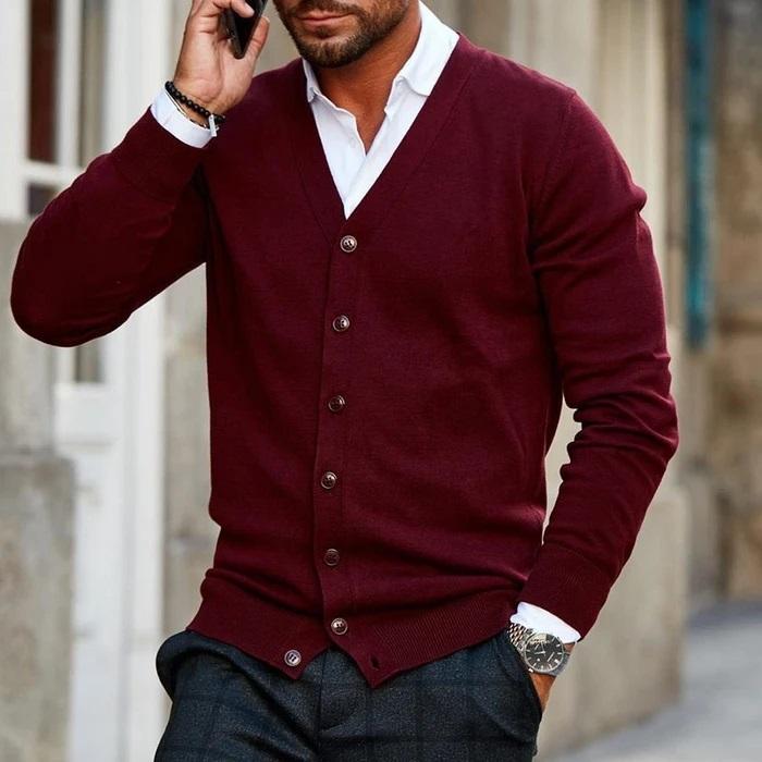 Moreau | Men's V Neck Button Front Cardigan