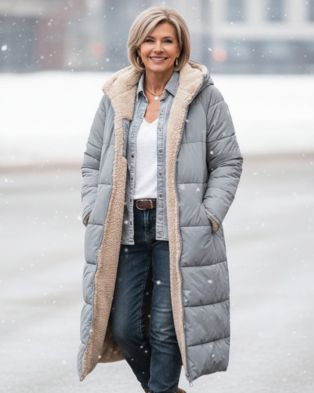 Warm sherpa-lined winter coat for women | Eleanor