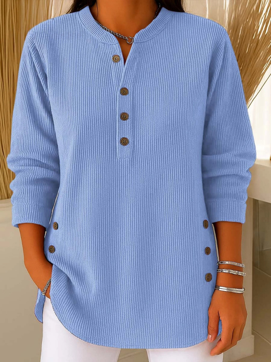 Relaxed button henley everyday tunic for women | Eden