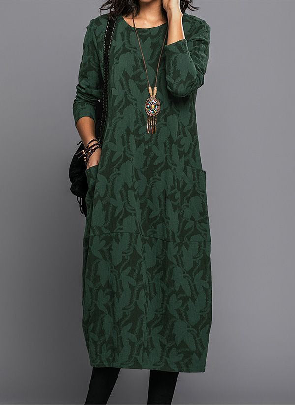 Relaxed floral midi dress with pockets for women | Amara