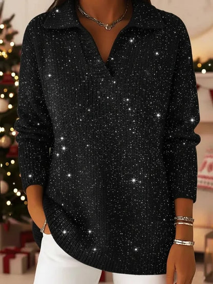 Classic polo-neck everyday knit sweater for women | Léonie