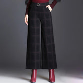 Plaid wide-leg trousers with belt accent | Ashton
