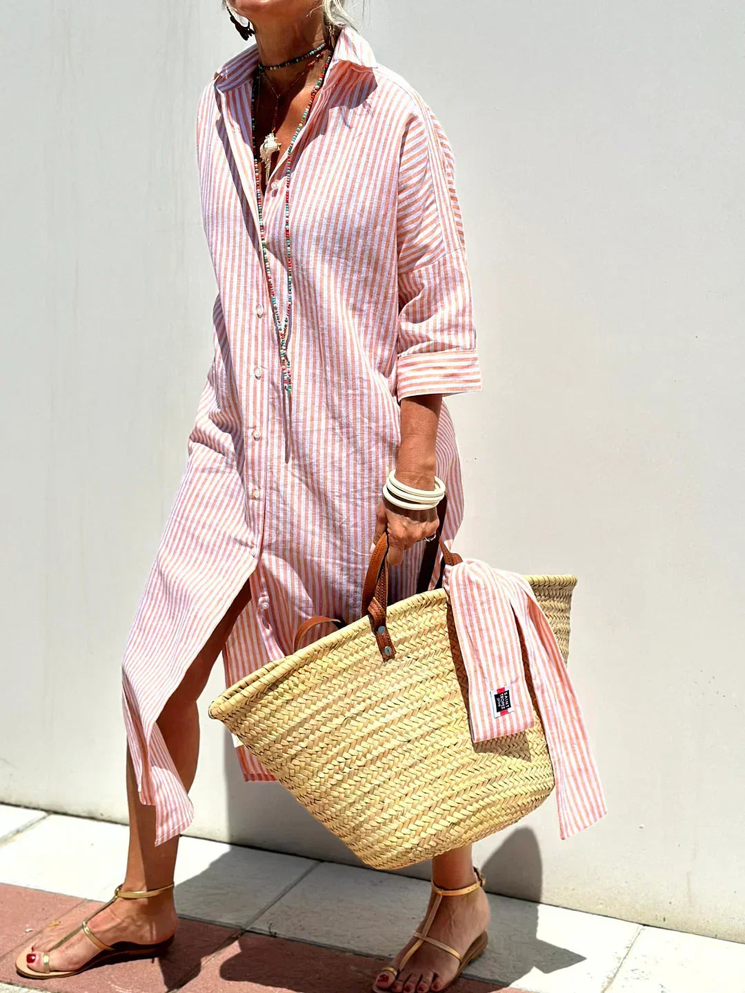 Striped button-down shirt dress for women | Brooke