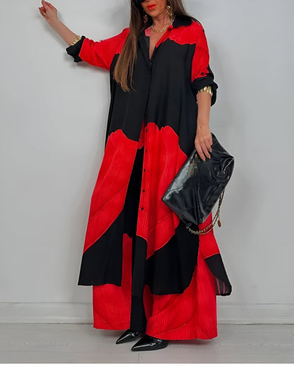 Art print cropped top wide leg pant set for women | Marisela