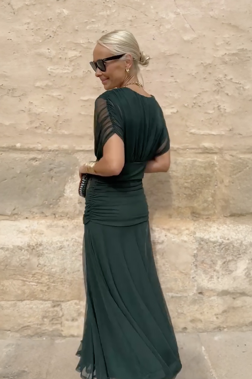 V-neck fantasy maxi dress for special occasions | Elowen