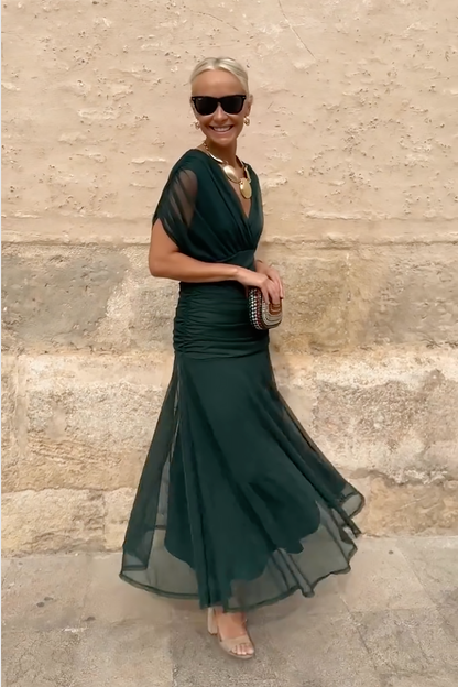 V-neck fantasy maxi dress for special occasions | Elowen
