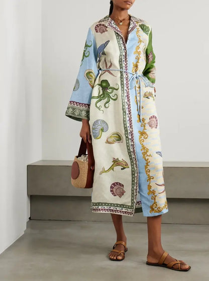 Colorful animal print wrap robe dress for women | Angela