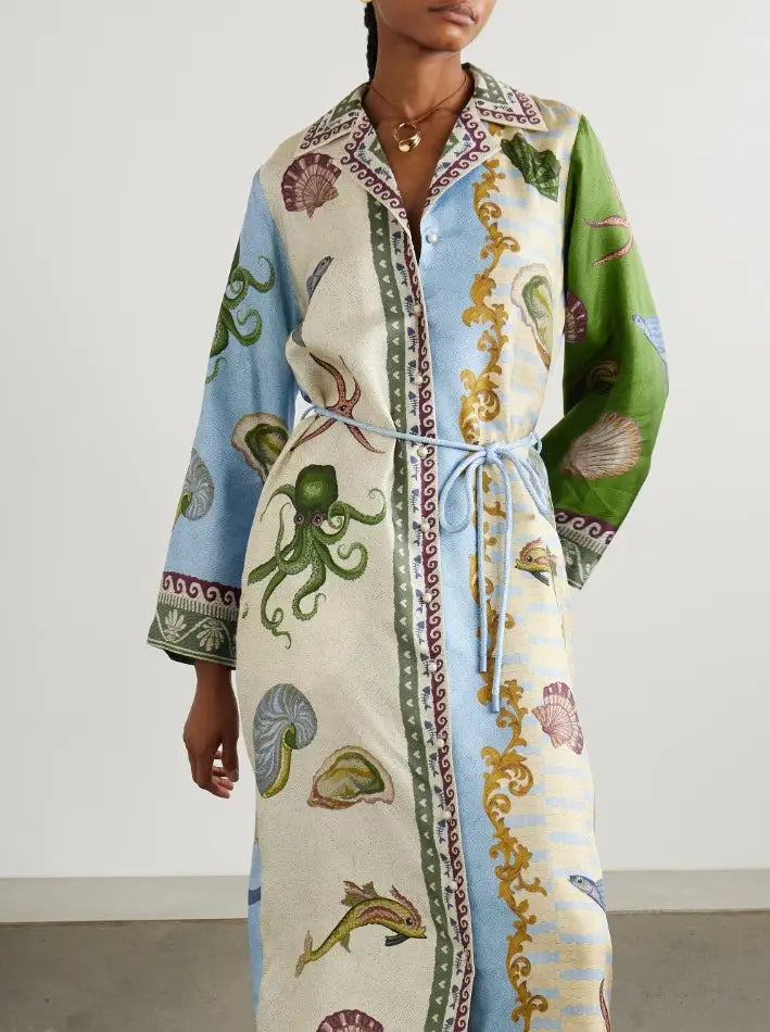 Colorful animal print wrap robe dress for women | Angela