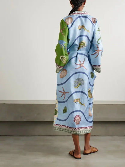 Colorful animal print wrap robe dress for women | Angela