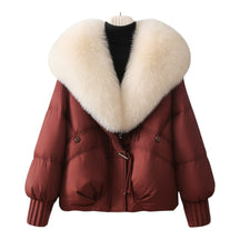 Structured puffer jacket with oversized collar for women | Elara