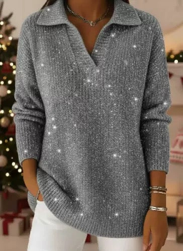 Classic polo-neck everyday knit sweater for women | Léonie