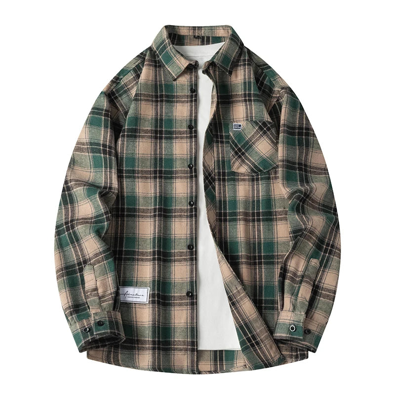 Classic plaid button-front flannel shirt for men | Thatcher