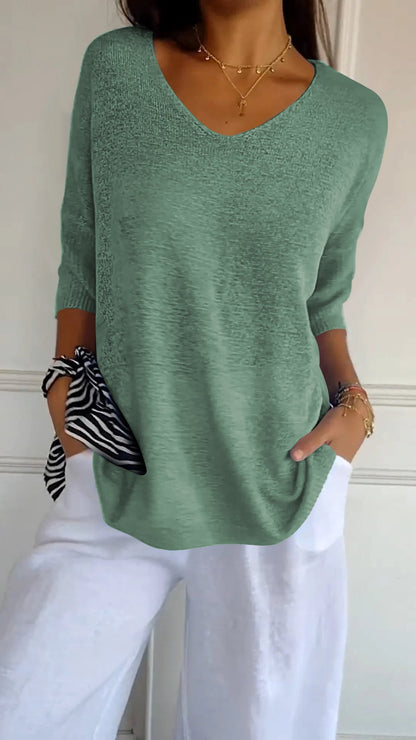 Casual V-neck relaxed everyday top for women | Lauren