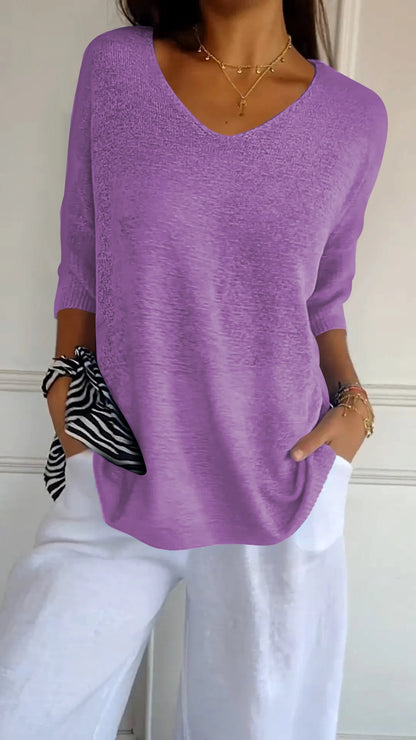 Casual V-neck relaxed everyday top for women | Lauren