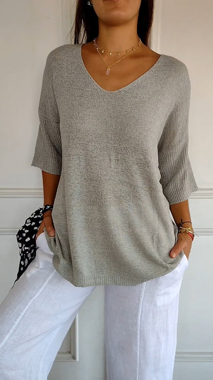 Casual V-neck relaxed everyday top for women | Lauren