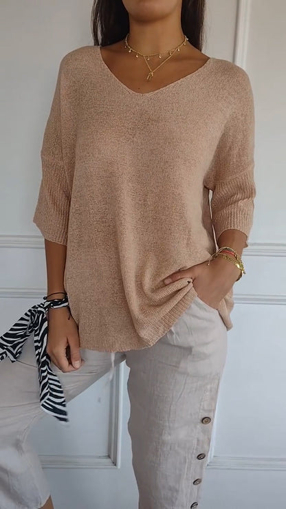 Casual V-neck relaxed everyday top for women | Lauren